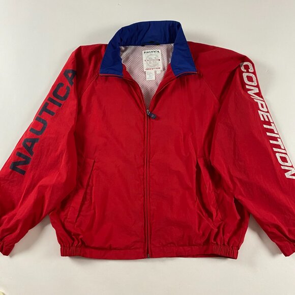 Vintage Nautica Competition Jacket Men's XL Windbreaker Sailing Spell Out Nylon - Picture 1 of 13